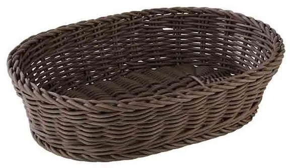 Utgår: Brødkurv, oval, svart plastflett, 32x23xH7 cm