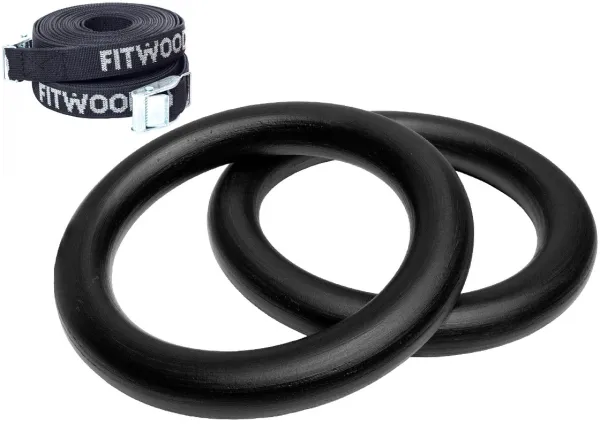 FitWood ULPU MINI Gymnastikkringer 28mm - Svart overflate / Svart Stropp
