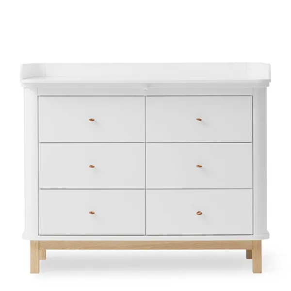 Oliver Furniture Wood stellekommode m. 6 skuffer Hvit/Eik