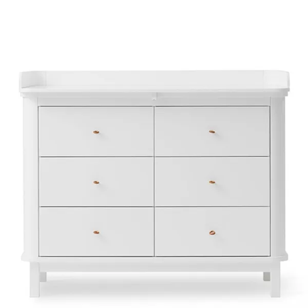 Oliver Furniture Wood stellekommode m. 6 skuffer Hvit